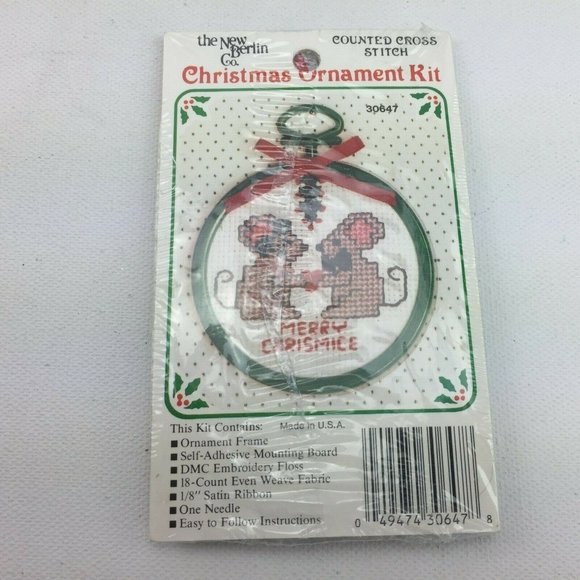 The New Berlin Co. Merry Christmas Ornament Kit Santa Mice Counted Cross Stitch - Picture 6 of 11